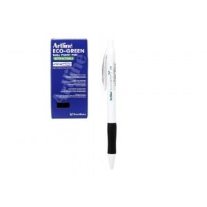 Artline Eco-Green Retractable Ball Point Pen - Black - 1.0mm - 12 Pack