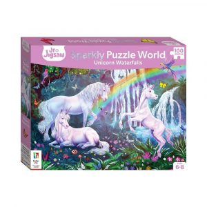100 Piece Junior Jigsaw Sparkly Puzzle World: Unicorn Waterfalls