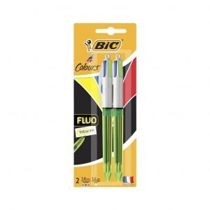 Bic 4 Colour Fluo Retractable Ballpoint Pen (2 Pack)