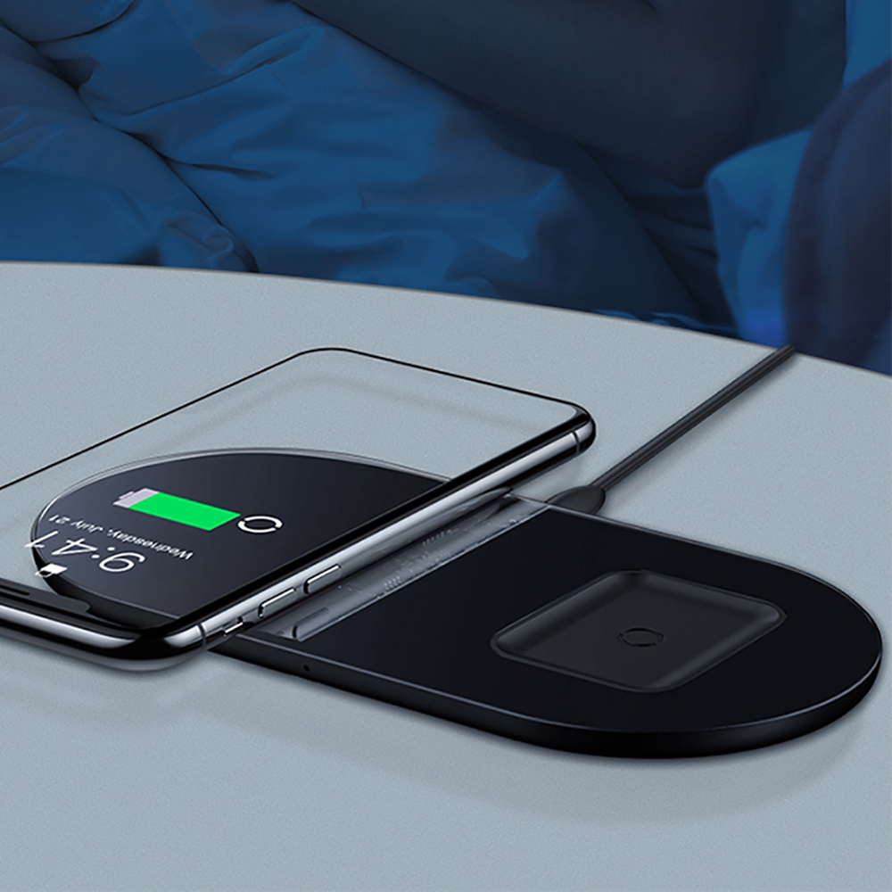 Baseus 2-in-1 Wireless Charger - Black - Image 3
