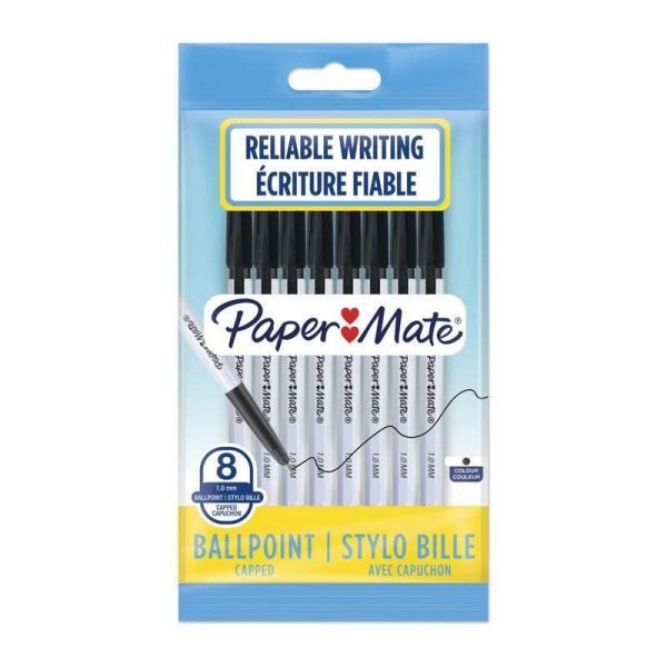Paper Mate Ballpoint Pen Black - 1.0mm - 8 Pack