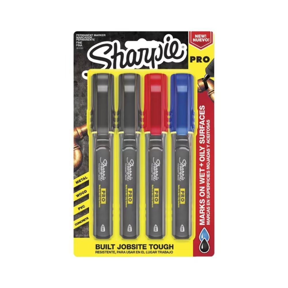 Sharpie Pro Fine Permanent Marker - Assorted - 4 Pack