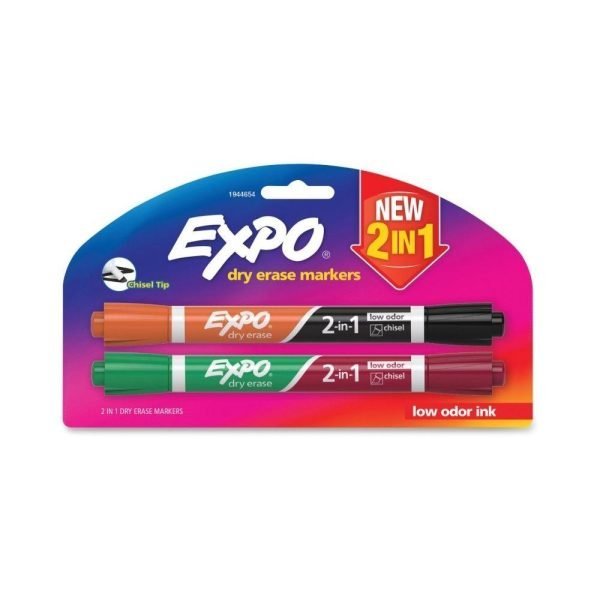 Expo Dual Ended Dry Erase 2-in1 Markers - 2 Pack