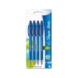 Paper Mate Flexgrip Ultra Ball Point Pens - Blue - 1.0mm - 4 Pack