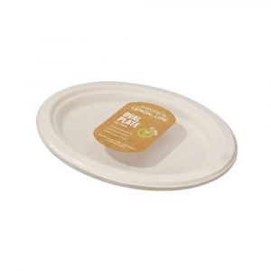 Lemon & Lime ECO Sugarcane Oval Plate Natural 30 Pack - 26x20cm
