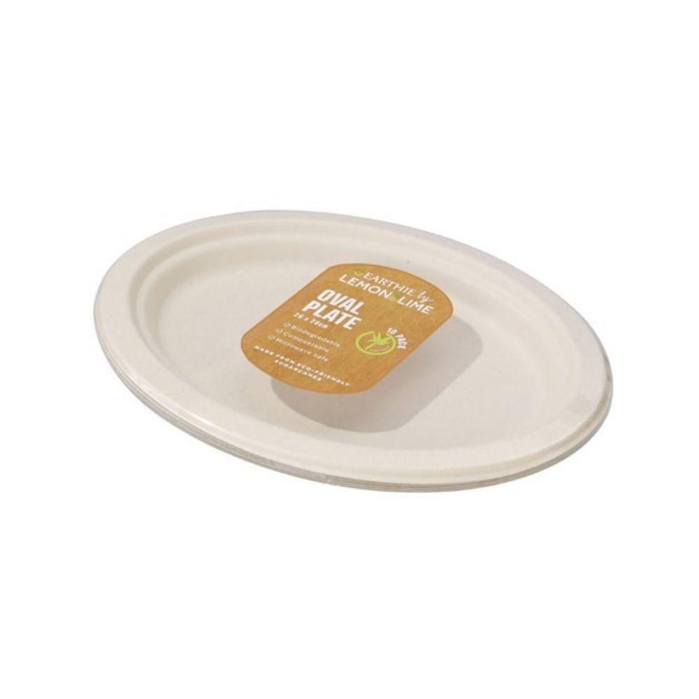 Lemon & Lime ECO Sugarcane Oval Plate Natural 30 Pack - 26x20cm