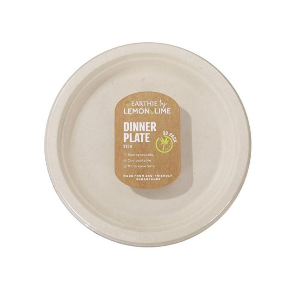 Lemon & Lime ECO Sugarcane Dinner Plate Natural 30 Pack - 23cm