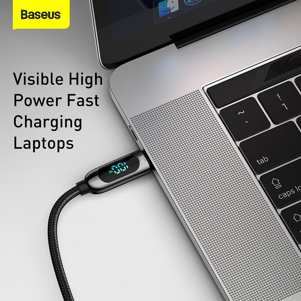Baseus LED Display Type-C to Type-C Fast Charging Data Cable 100W 1m - Black - Image 5
