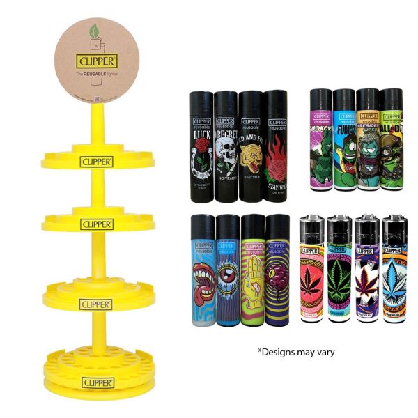 Clipper Lighter - 192 Reusable Lighters + Free 4 Tier Carousel Stand