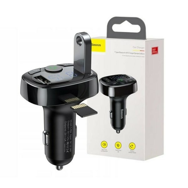 Baseus FM Transmitter T Typed Dual USB Car Charger and Bluetooth MP3 Player