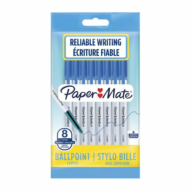 Paper Mate Ballpoint Pen Blue - 1.0mm - 8 Pack