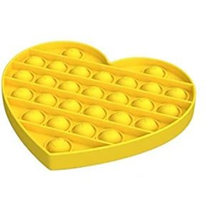 Silicon Popper Sensory Fidget Toys - Love Heart - Yellow
