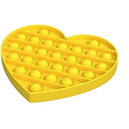 Silicon Popper Sensory Fidget Toys - Love Heart - Yellow