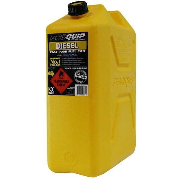 Pro Quip 20L Plastic Fast Pour Fuel Can – Diesel Yellow