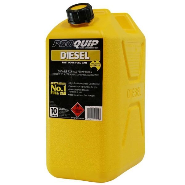 Pro Quip 10L Plastic Fast Pour Fuel Can – Diesel Yellow