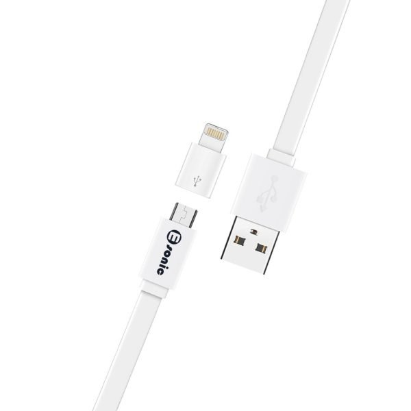 2in1 Micro USB with Lightning Adapter Flat Cable