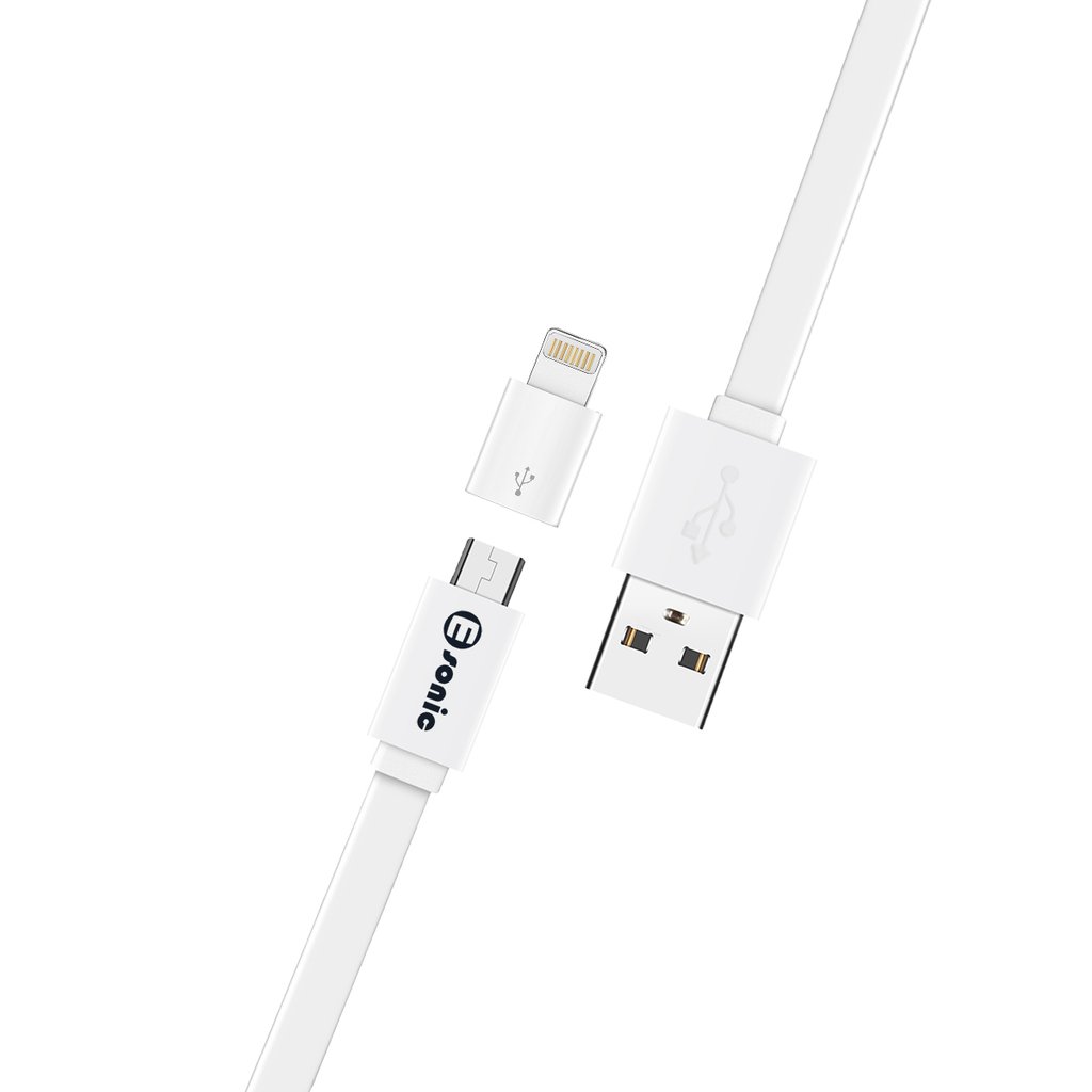 2in1 Micro USB with Lightning Adapter Flat Cable - Image 2