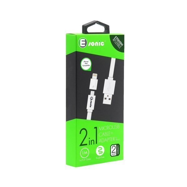 2in1 Micro USB with Lightning Adapter Flat Cable