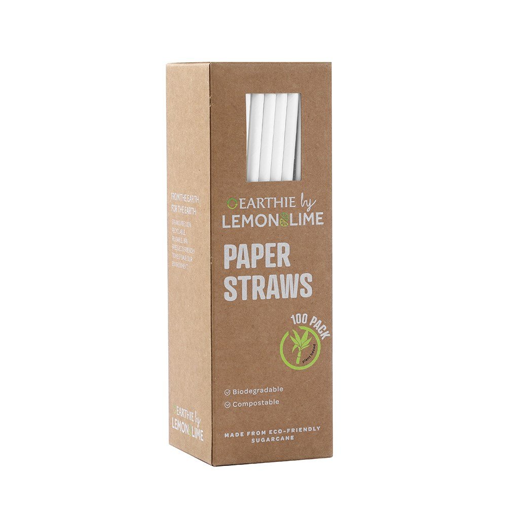 Eco Paper Straws 20cm White 100 Pack