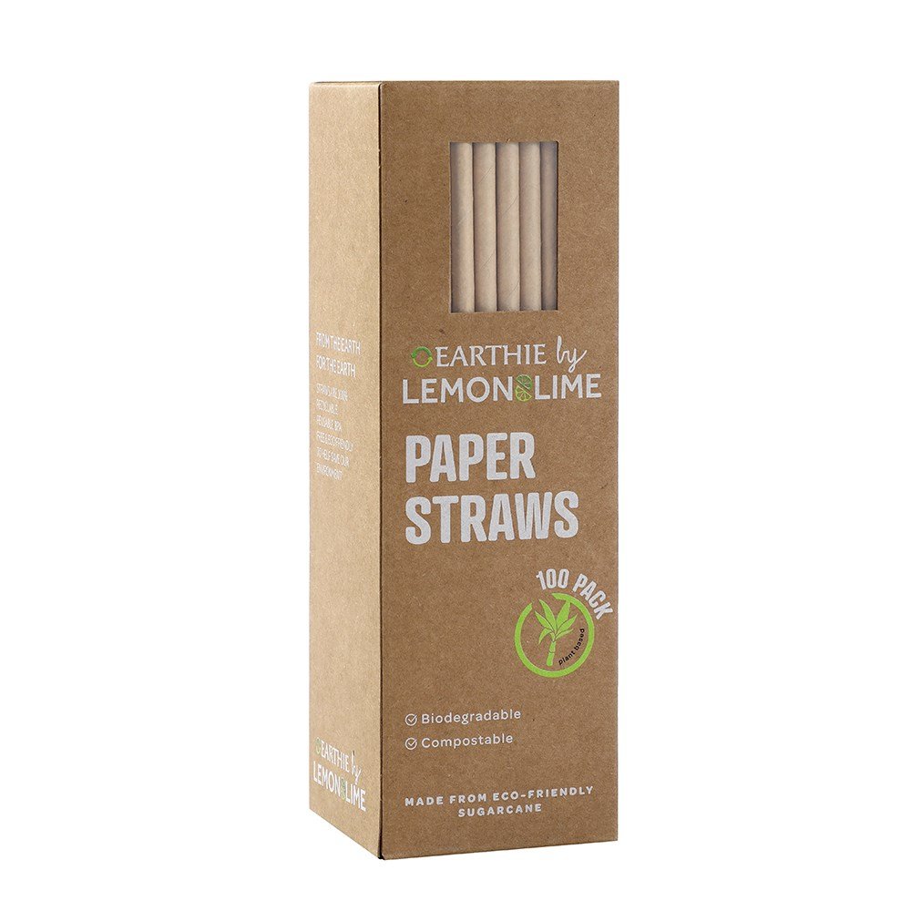 Eco Paper Straws 20cm Natural 100 Pack