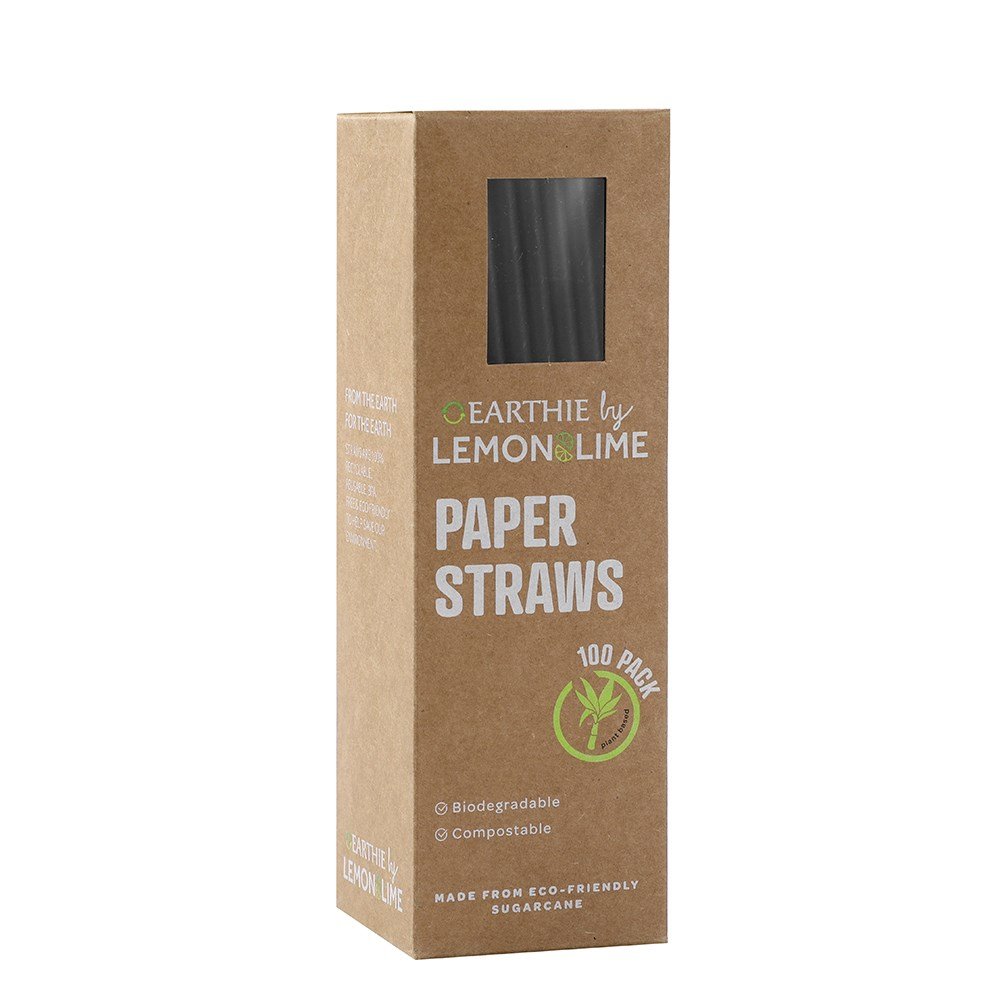 Eco Paper Straws 20cm Black 100 Pack