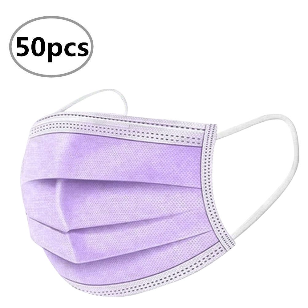 Purple Disposable Protective Mask - 50pcs