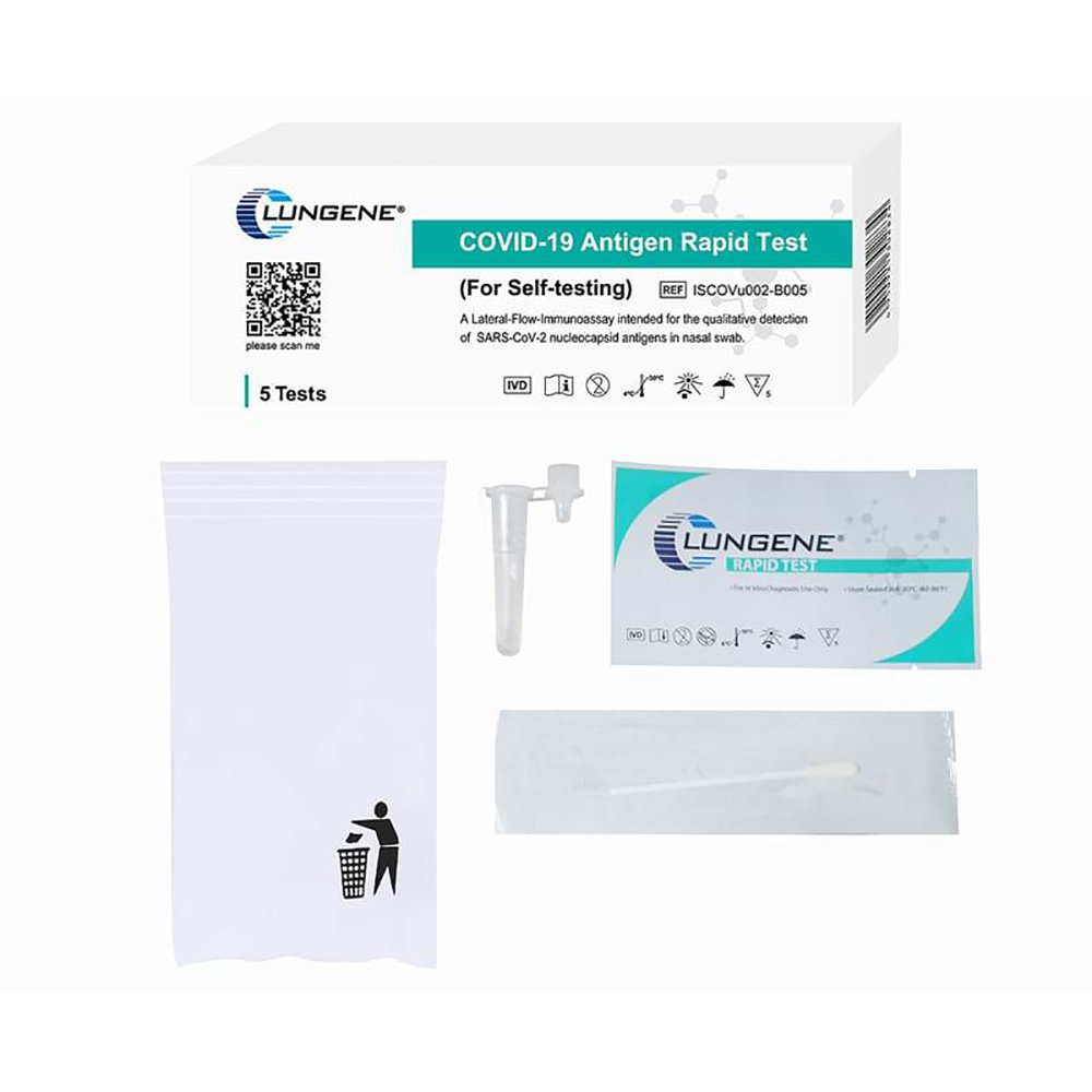 Clungene COVID-19 Rapid Antigen Nasal Swab Self Test 5pk - Image 2