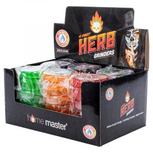 Herb Grinder 4 Part Plastic Assorted Colours - 6cm