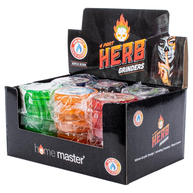 Herb Grinder 4 Part Plastic Assorted Colours - 6cm