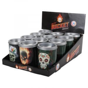 Tin Butt Bucket Ashtray - Skull Designs