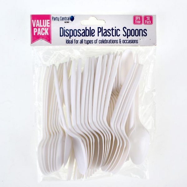 Disposable Cutlery Plastic Spoon - 14.5cm - 50 Pack