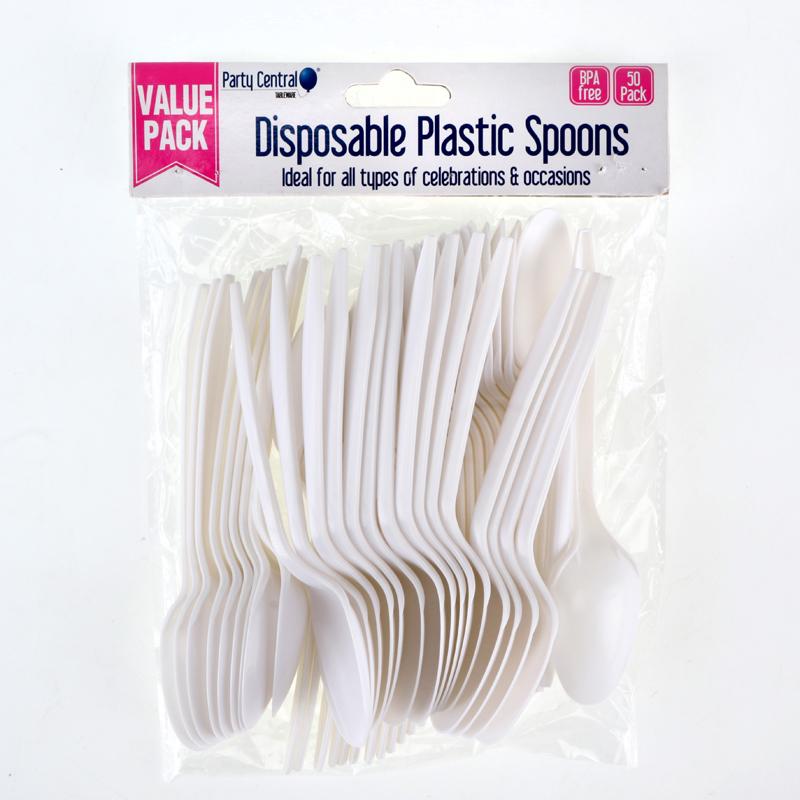 Disposable Cutlery Plastic Spoon - 14.5cm - 50 Pack