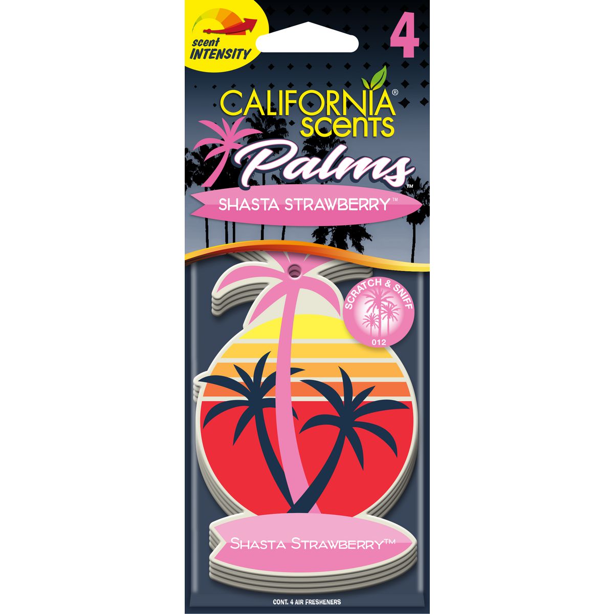 California Scents Palms Air Freshener - Shasta Strawberry - 4 Pack