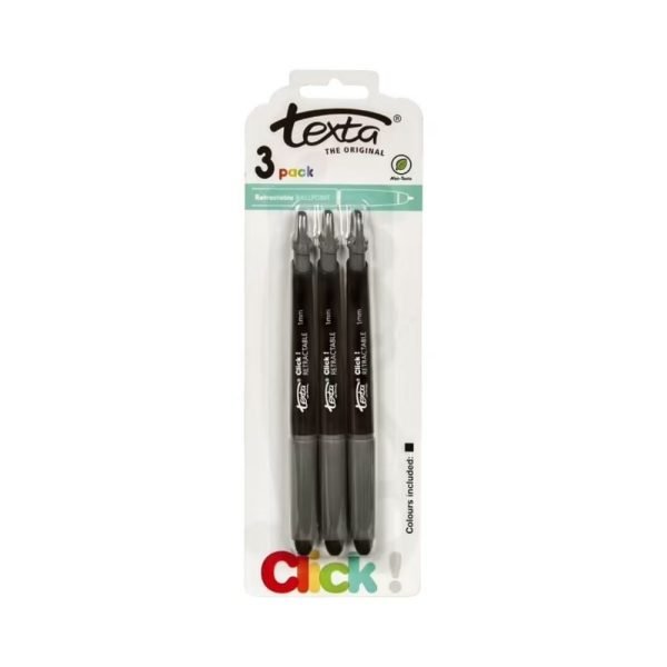 Texta Retractable Ballpoint Pens Black 3 Pack