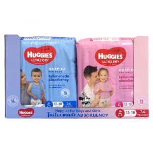 Huggies Nappies 13-18kg Size 5 - 24 Pack - (3 Boys/3 Girls) - CDU