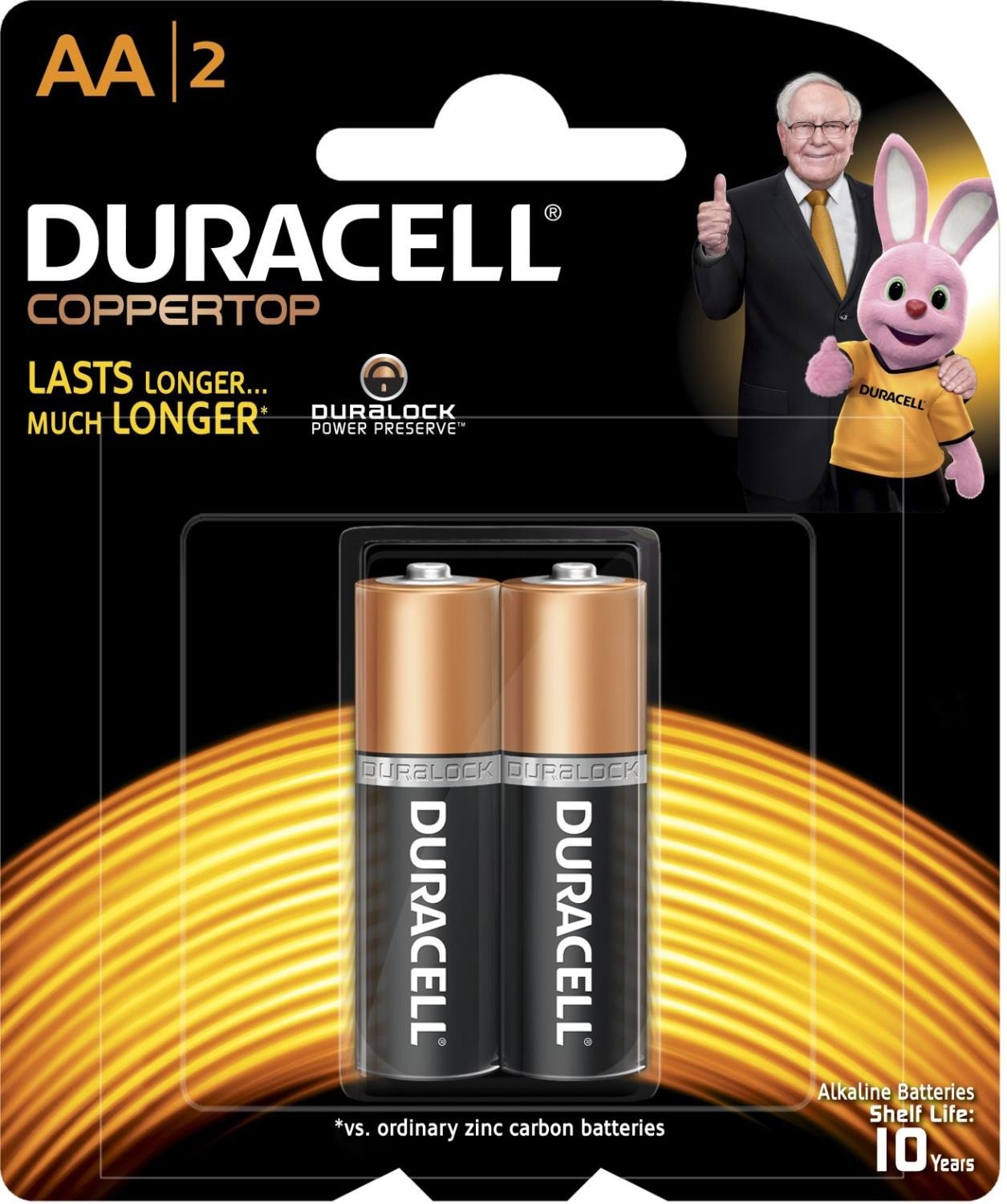 Duracell AA Duralock Coppertop Battery - 2 Pack
