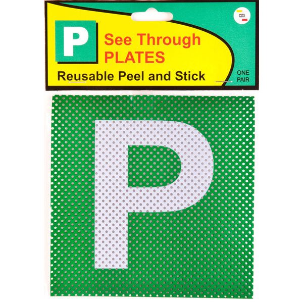 P Plate Green - See Through - 2 Pack