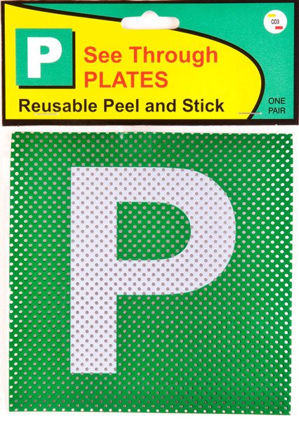 P Plate Green - See Through - 2 Pack