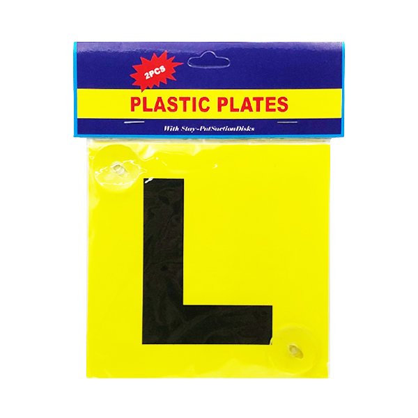 L Plate Yellow - Suction - 2 Pack
