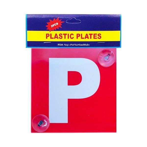 P Plate Red - Suction - 2 Pack