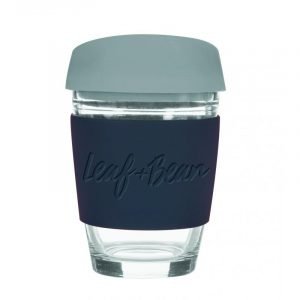 Sorrento Leaf & Bean Reusable Glass Cup - 340ml - Blue