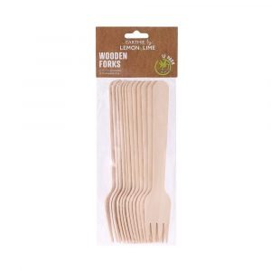 Lemon & Lime Eco 15.5cm Wooden Forks - 12 Pack