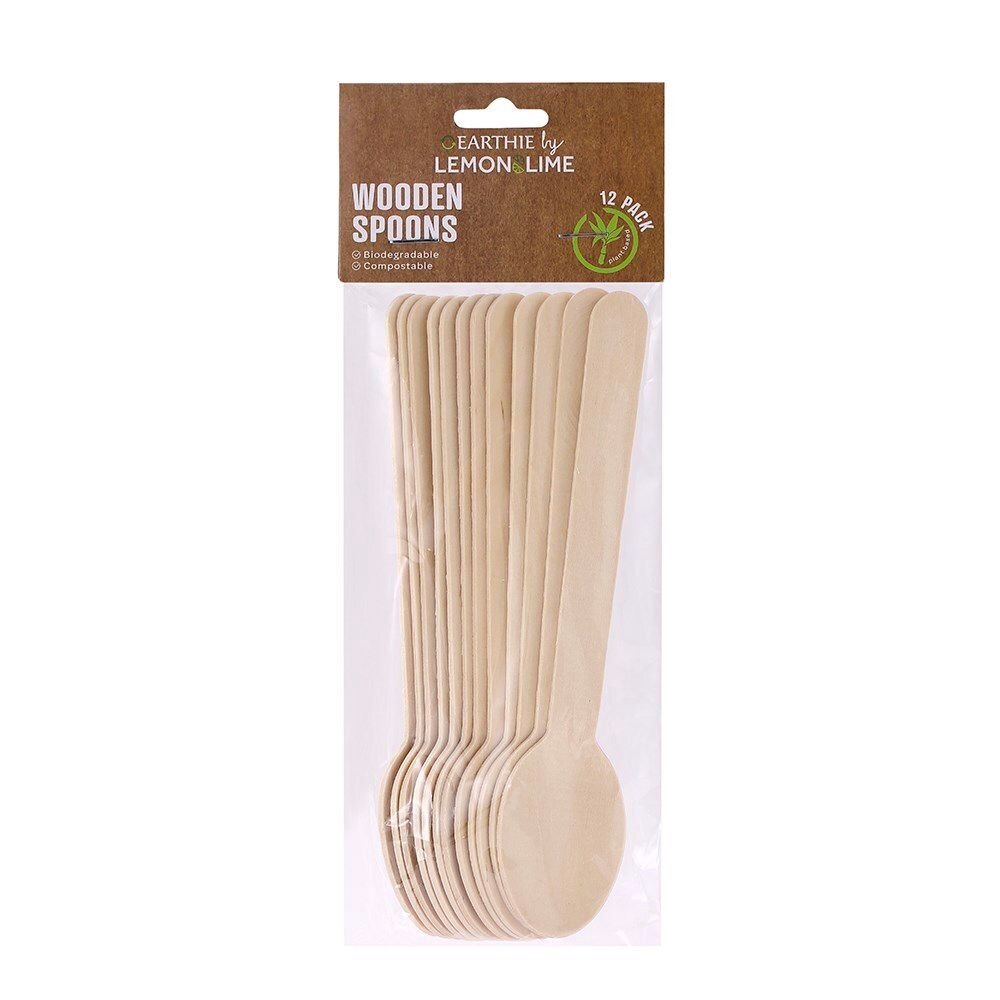 Lemon & Lime Eco 15.5cm Wooden Spoons - 12 Pack
