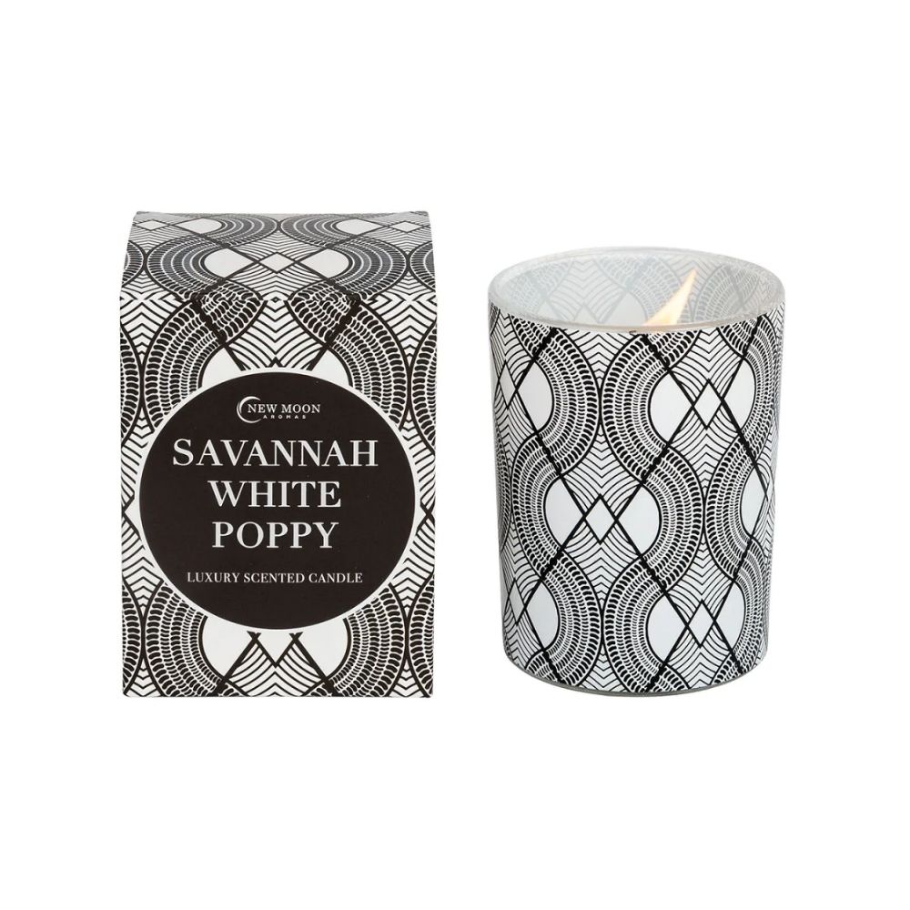 New Moon Luxury Scented Candle - Savannah White Poppy - 220g