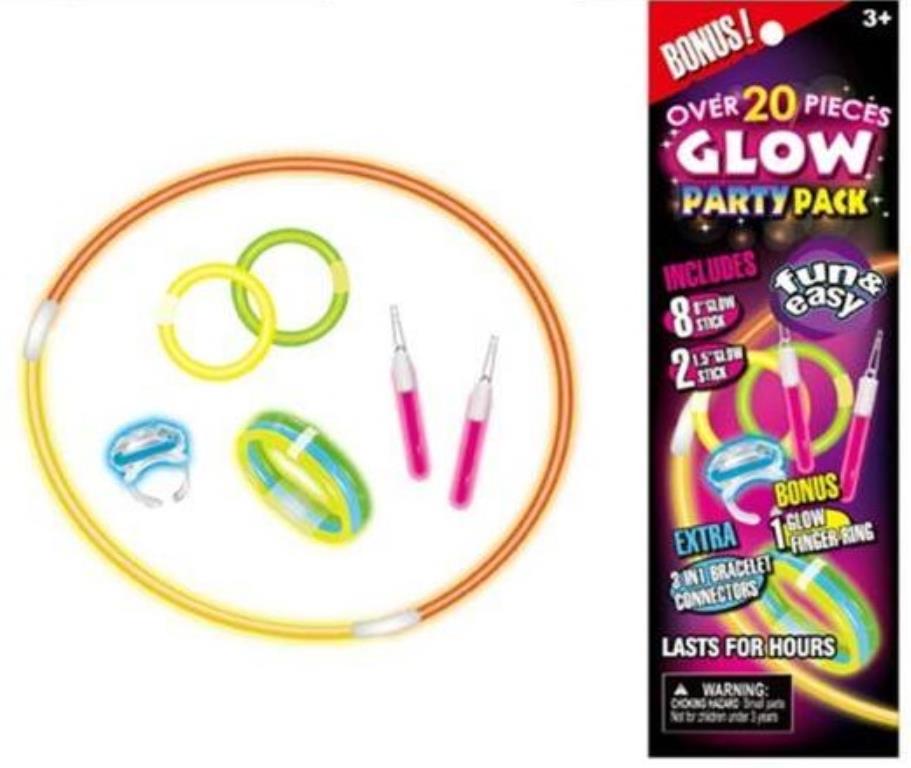 Glow In The Dark - Glow Stick Party Pack - 20 Pack