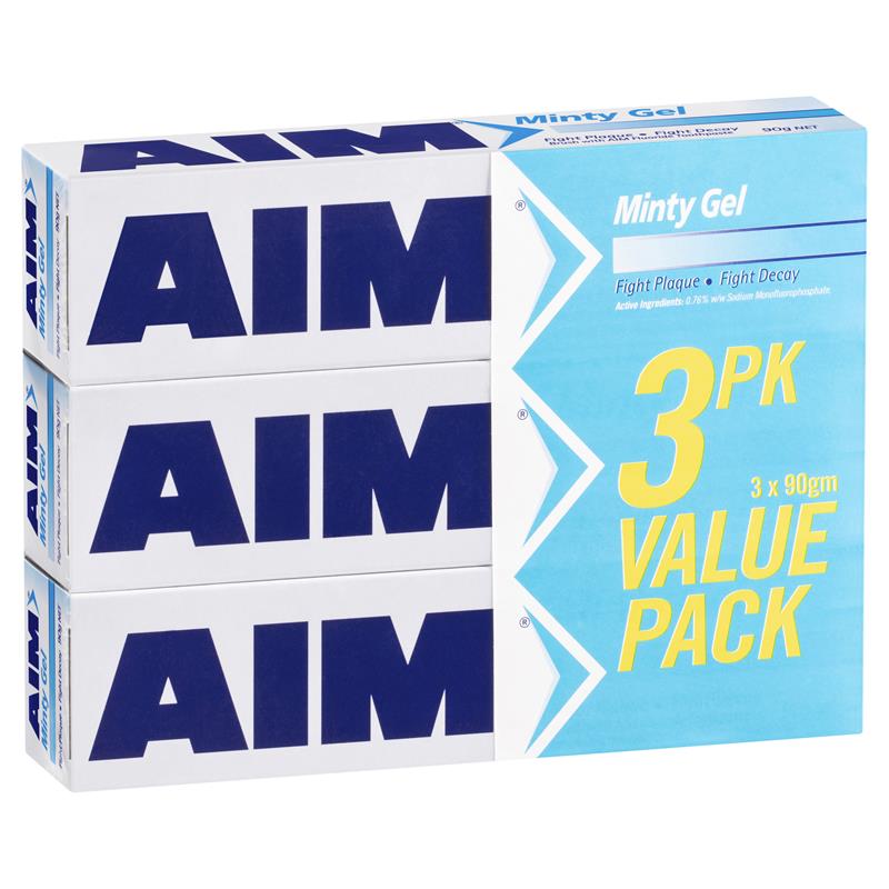 Aim Toothpaste Minty Gel Value 3 Pack - 90g