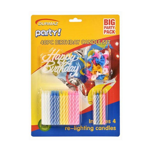 Assorted Birthday Candle Set - 40 Piece