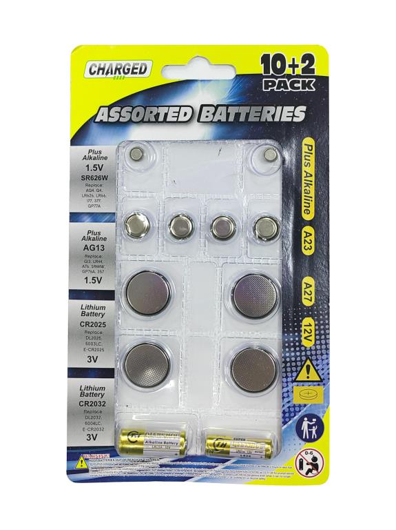 Charged Assorted Batteries - 12 Pack
