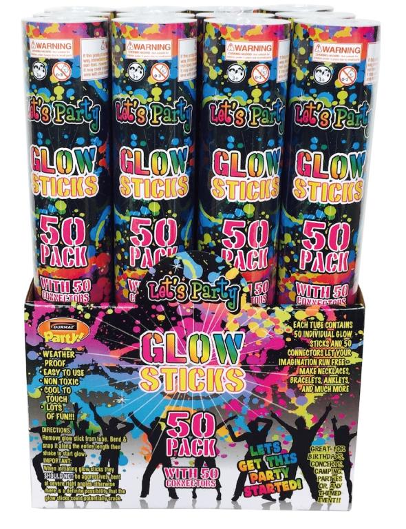 Jumbo Glow Stick Packs - 200mmx5mm - 50PK - CDU