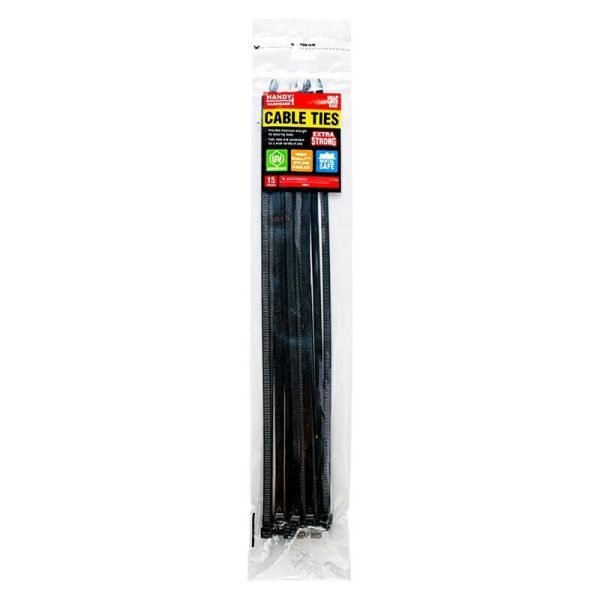Handy Hardware Cable Ties Black & Clear Assorted In Carton 400mm x 7.2mm - 15pc